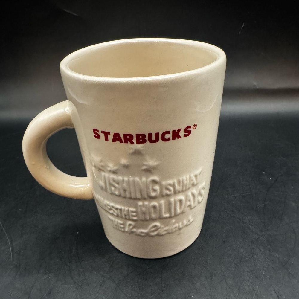 Starbucks Coffee Cup Christmas Tea Cup Mug 10oz Wishing Holidays 3D White Handle